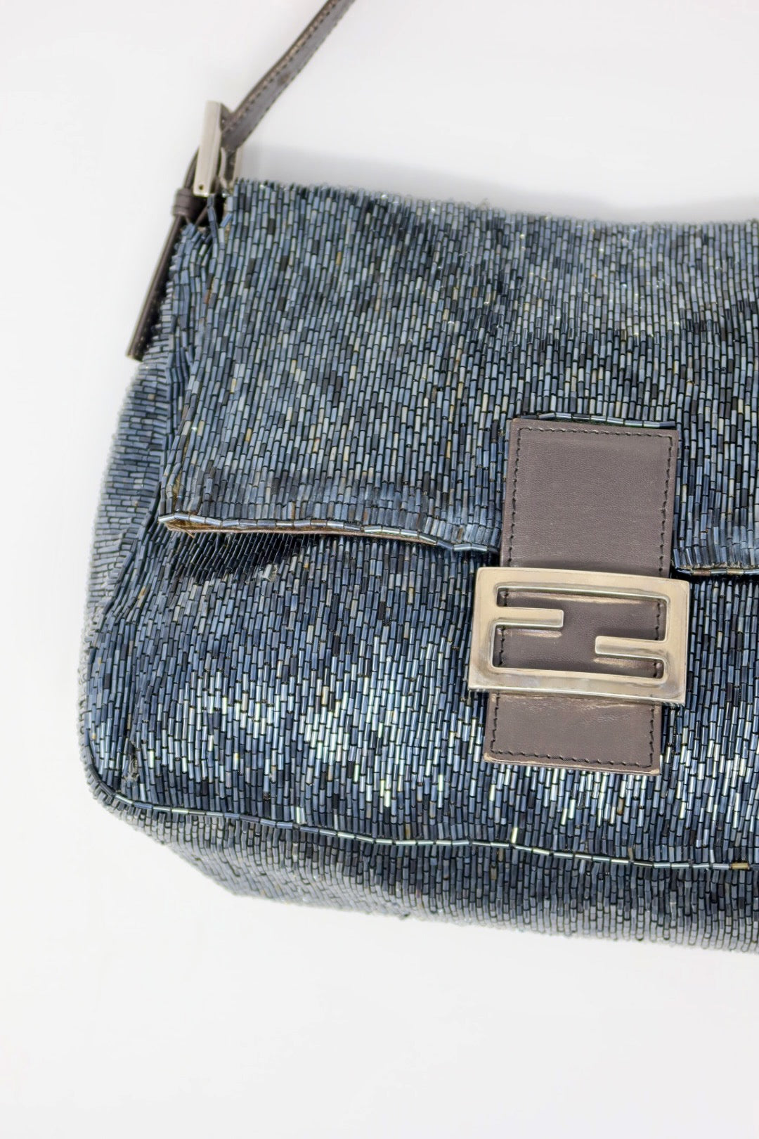 Fendi Mamma Beaded Blue/Black Baguette