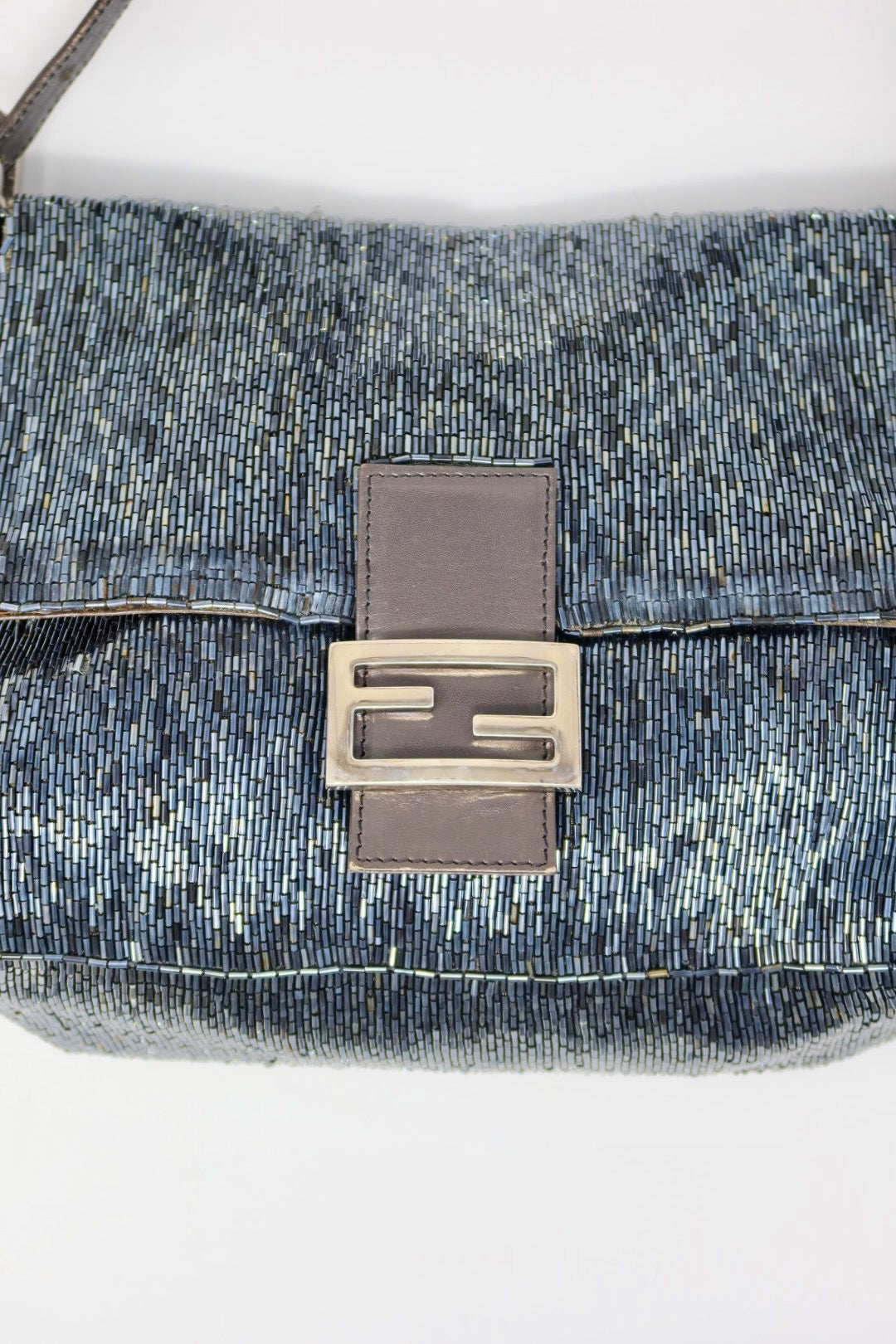 Fendi Mamma Beaded Blue/Black Baguette