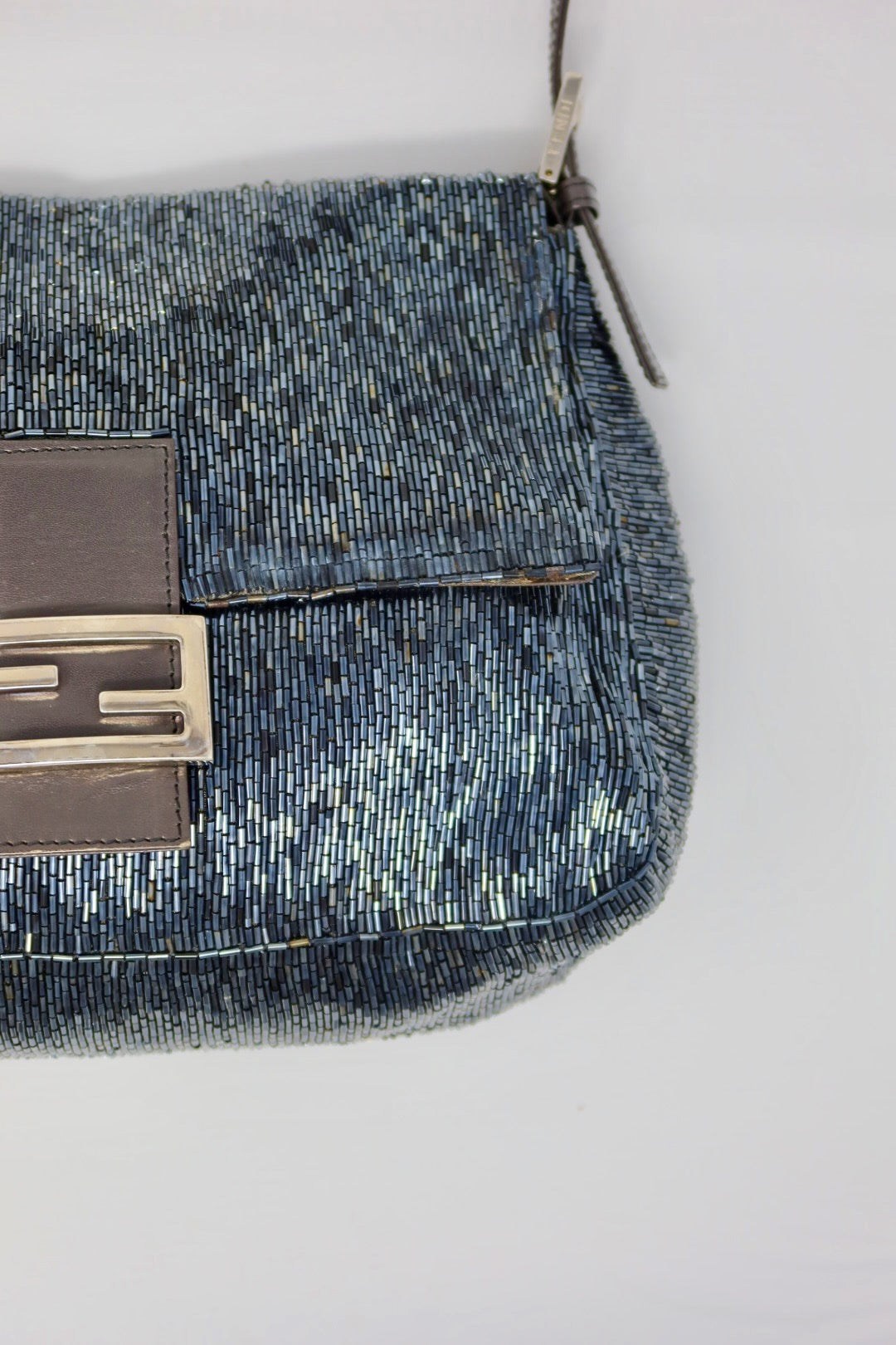 Fendi Mamma Beaded Blue/Black Baguette