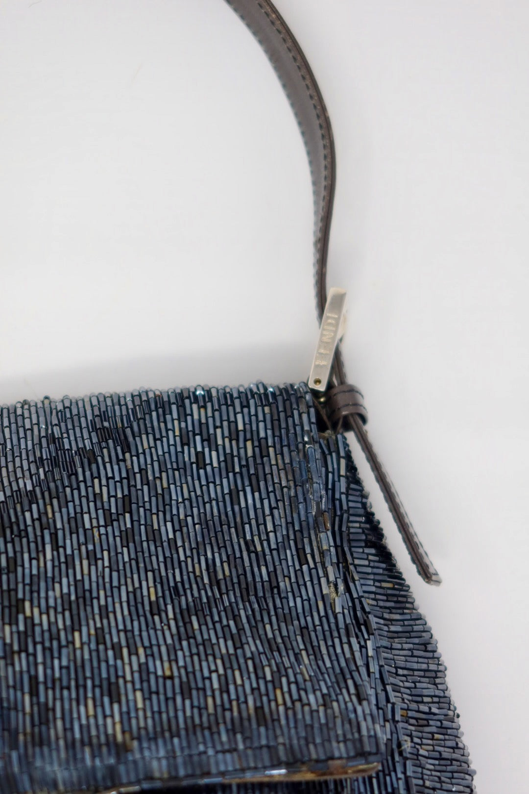 Fendi Mamma Beaded Blue/Black Baguette