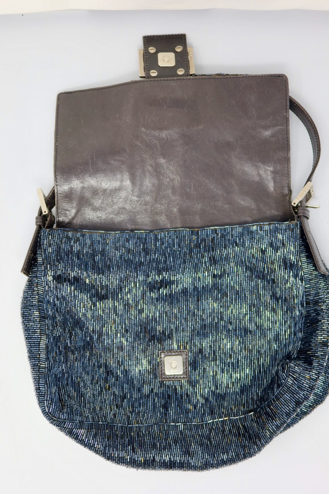Fendi Mamma Beaded Blue/Black Baguette
