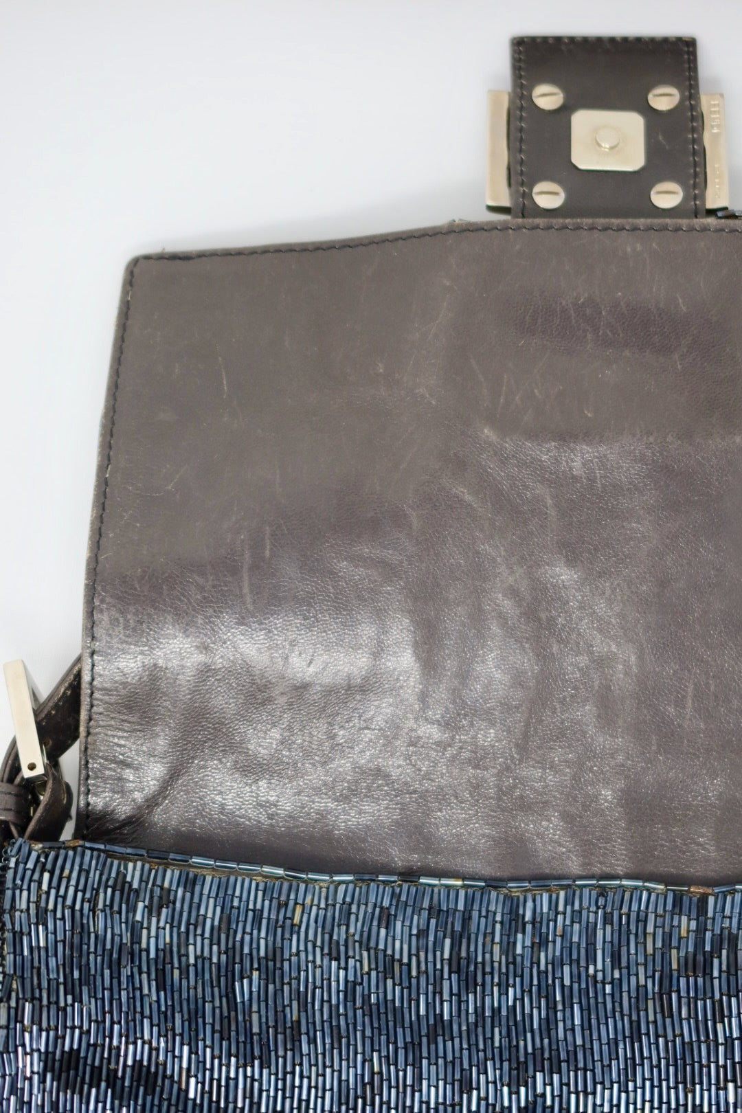 Fendi Mamma Beaded Blue/Black Baguette