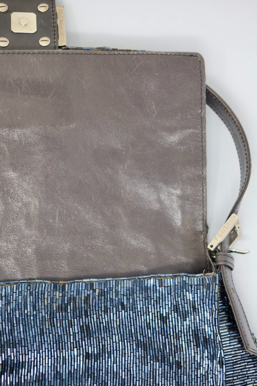 Fendi Mamma Beaded Blue/Black Baguette