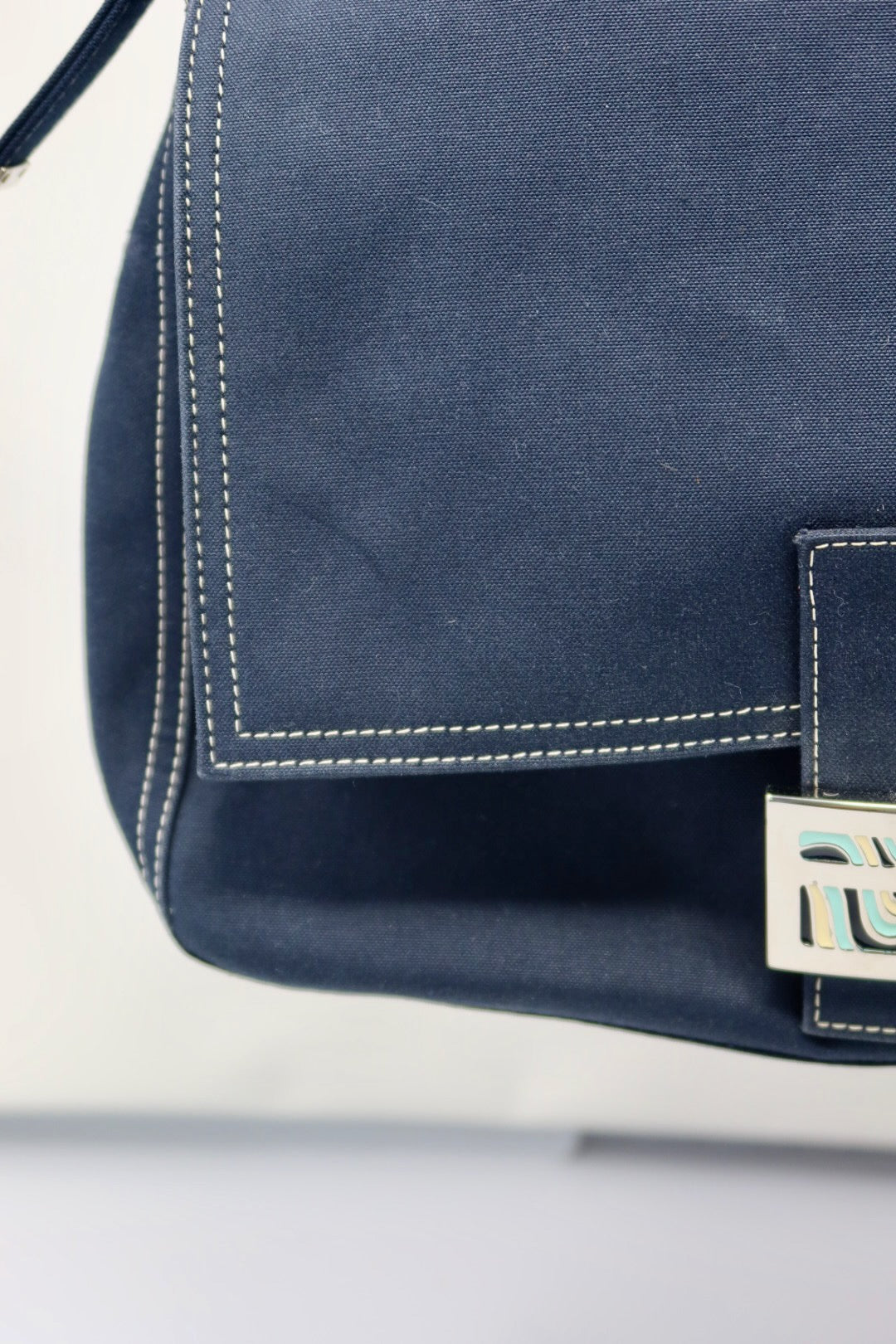 Fendi Mamma Baguette Canvas Navy