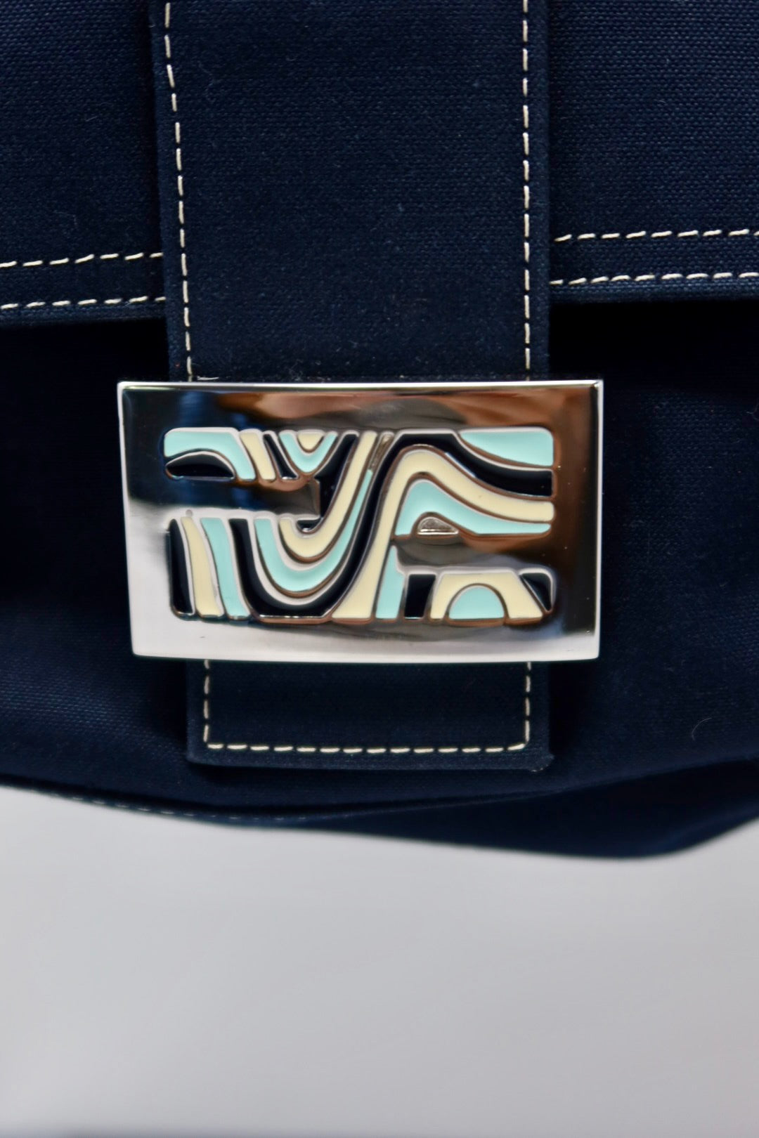 Fendi Mamma Baguette Canvas Navy