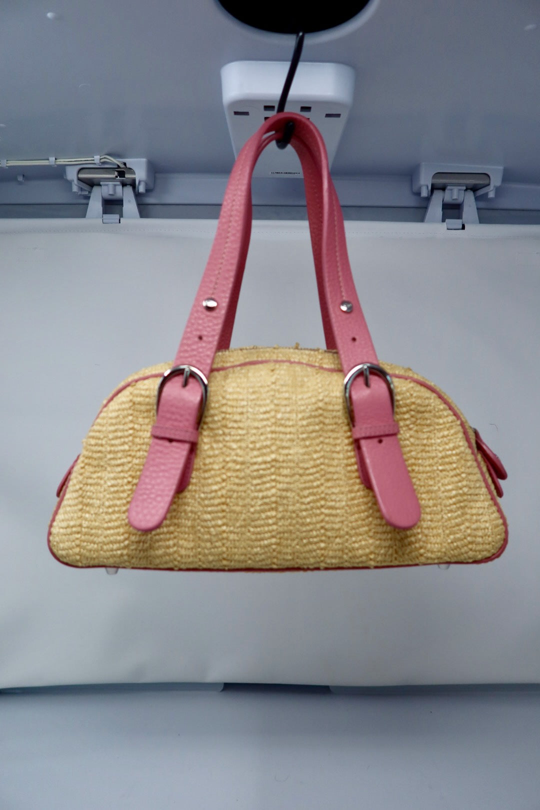 Christian Dior Leather Raffia Straw