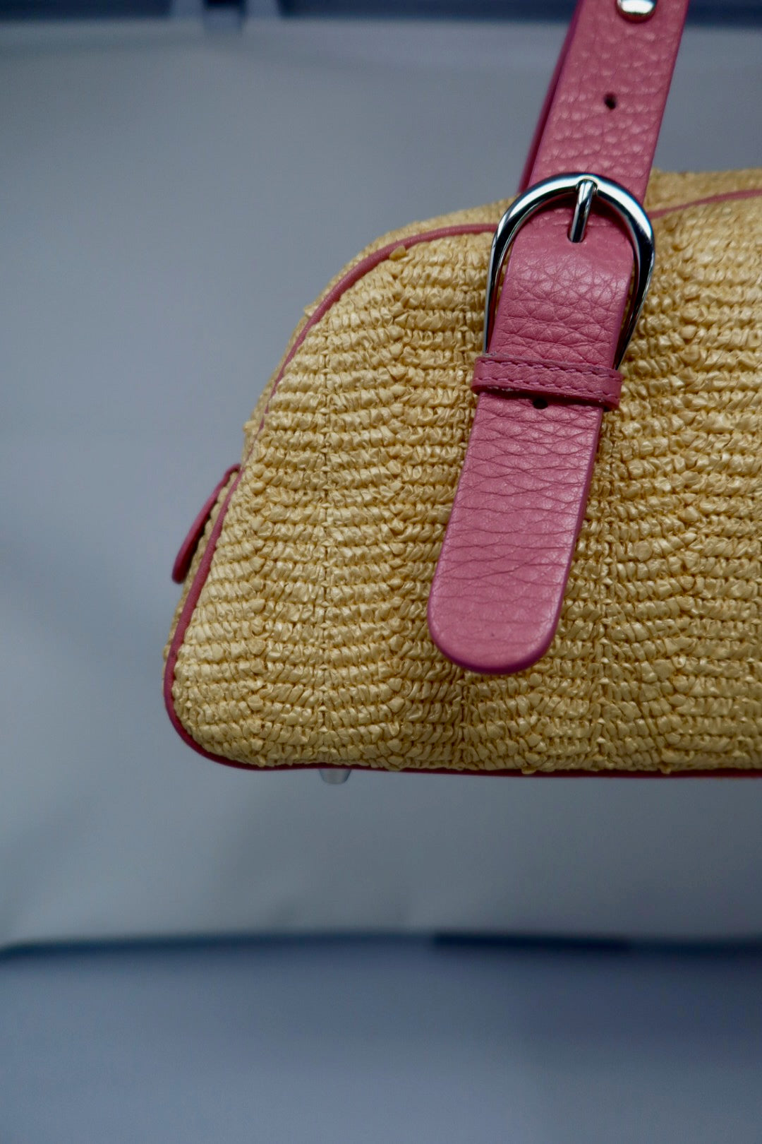 Christian Dior Leather Raffia Straw