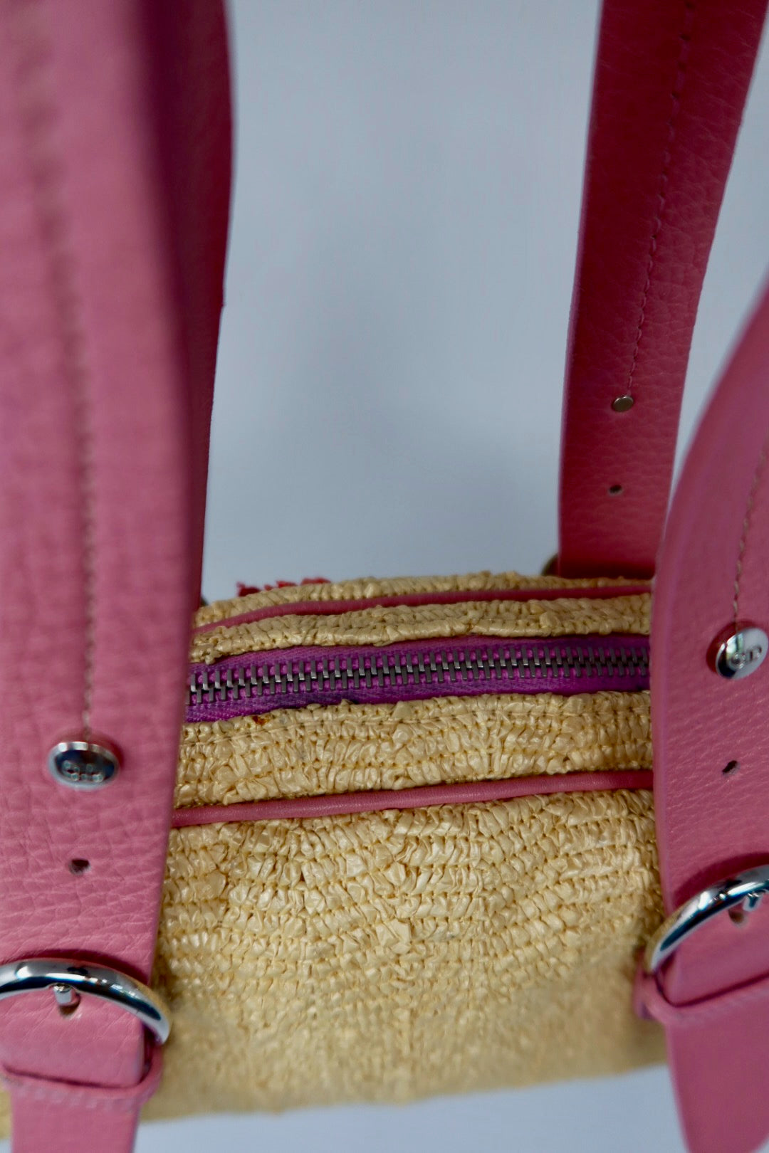 Christian Dior Leather Raffia Straw