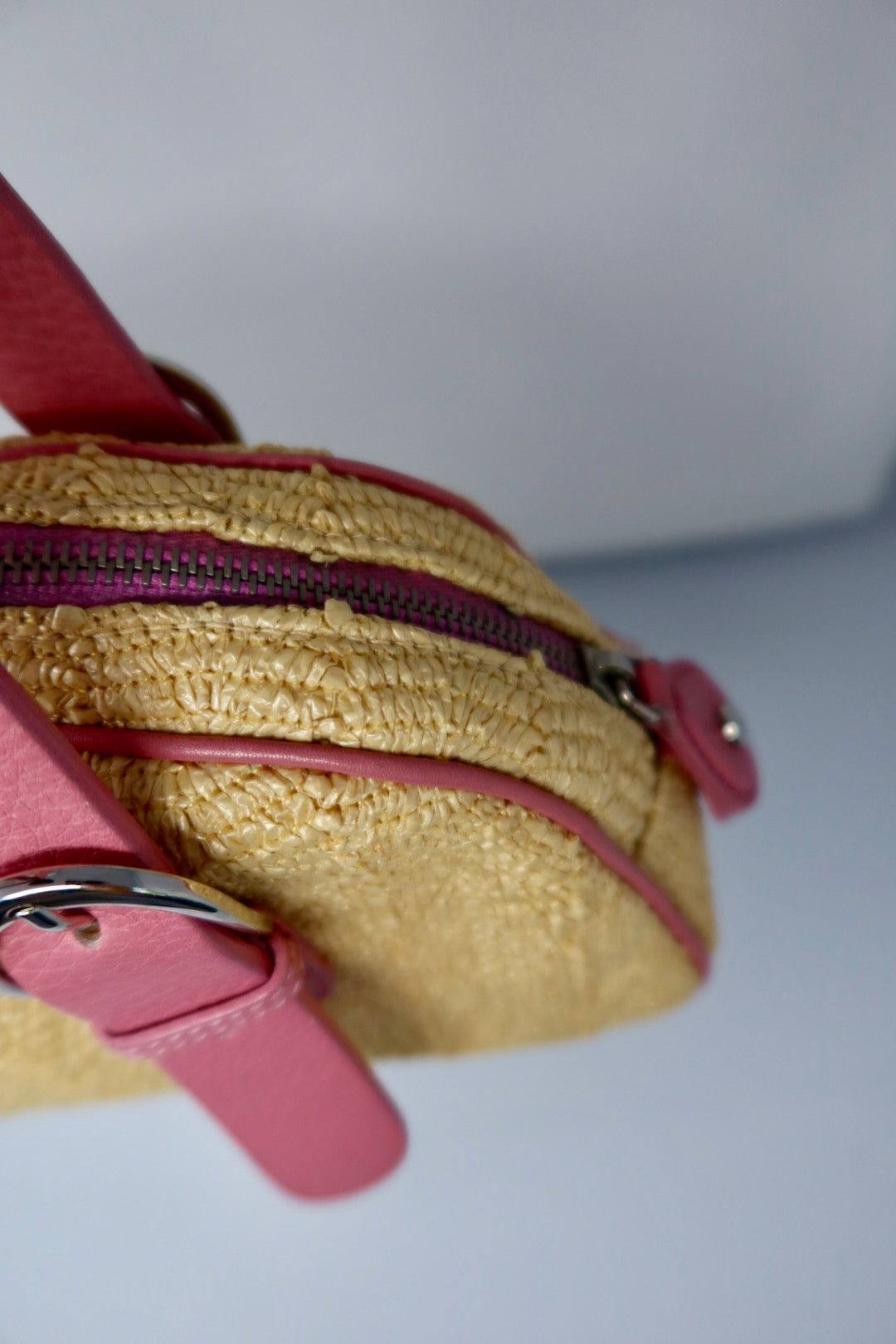 Christian Dior Leather Raffia Straw
