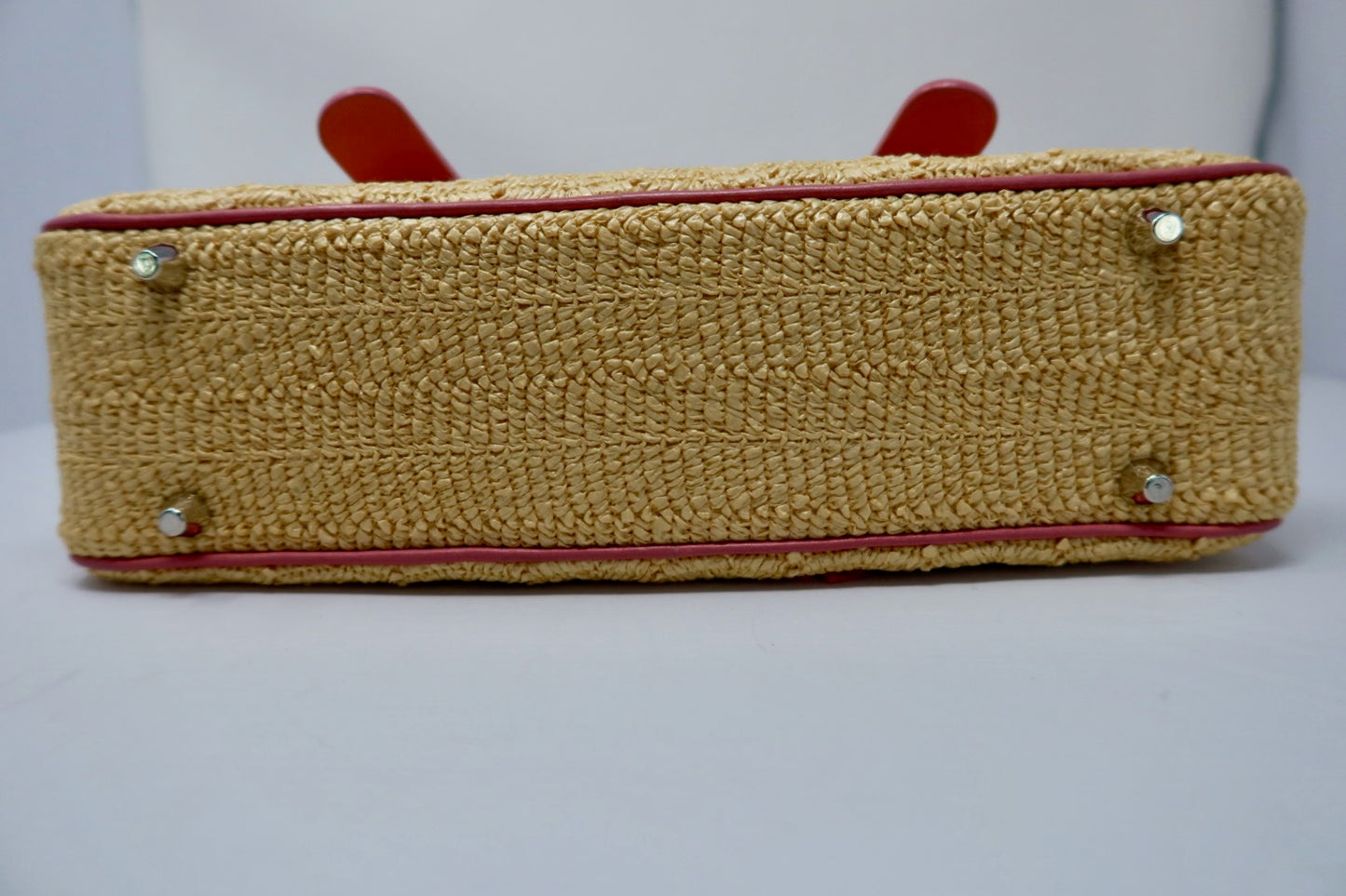 Christian Dior Leather Raffia Straw