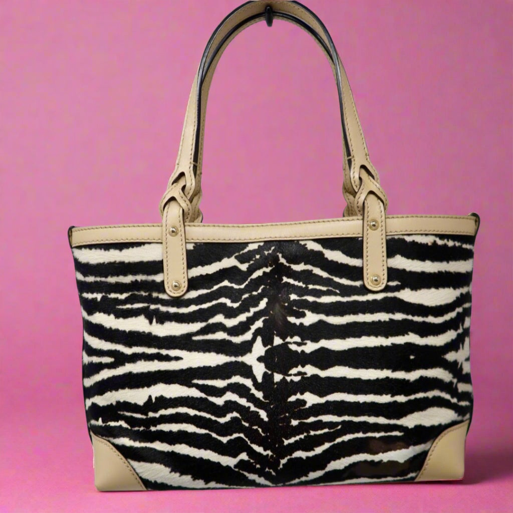 Gucci Calf Leather Tote Bag Zebra Pattern
