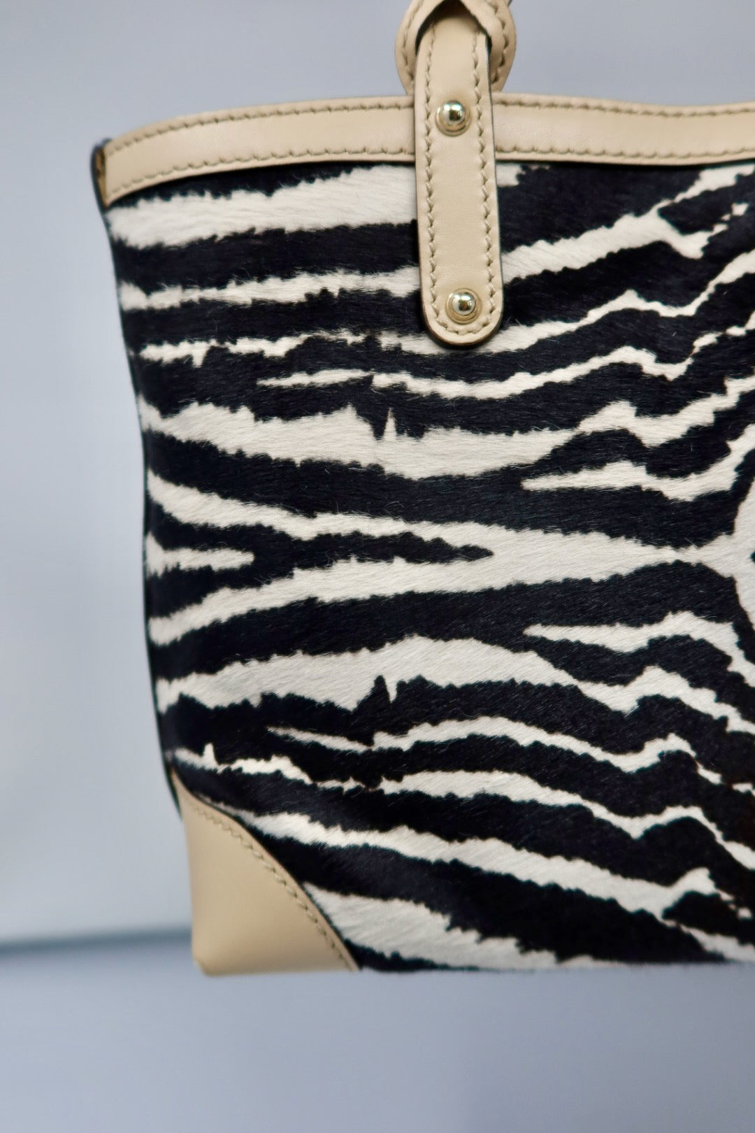 Gucci Calf Leather Tote Bag Zebra Pattern