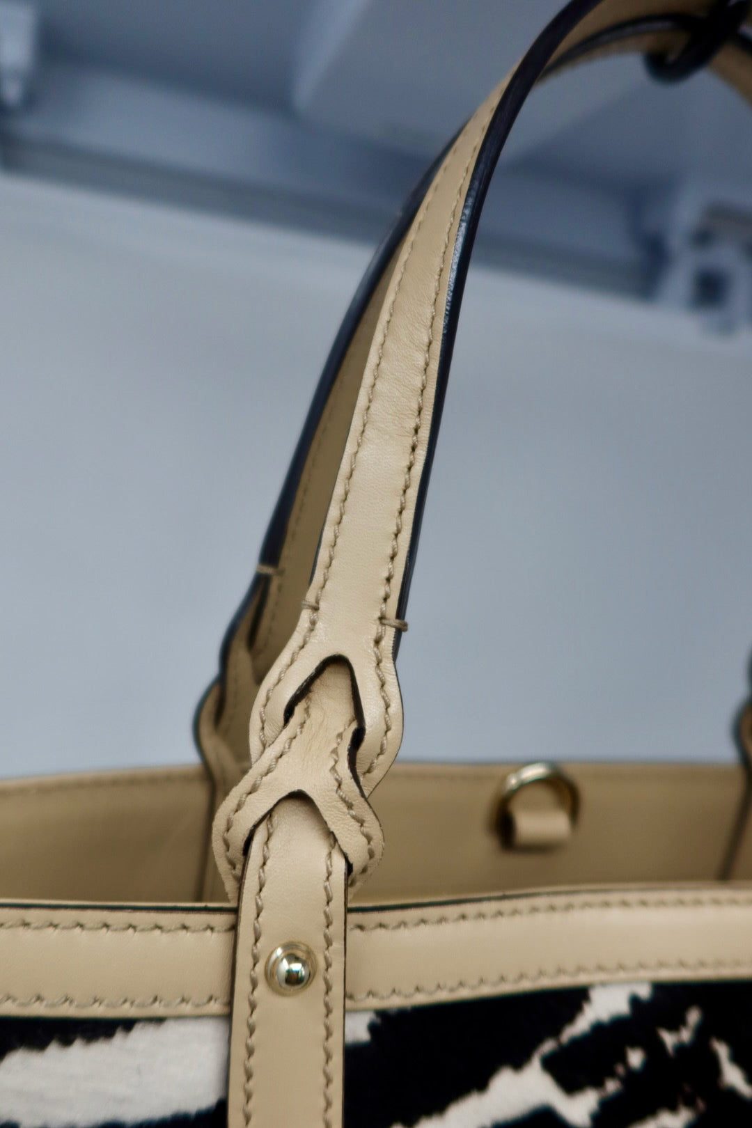 Gucci Calf Leather Tote Bag Zebra Pattern