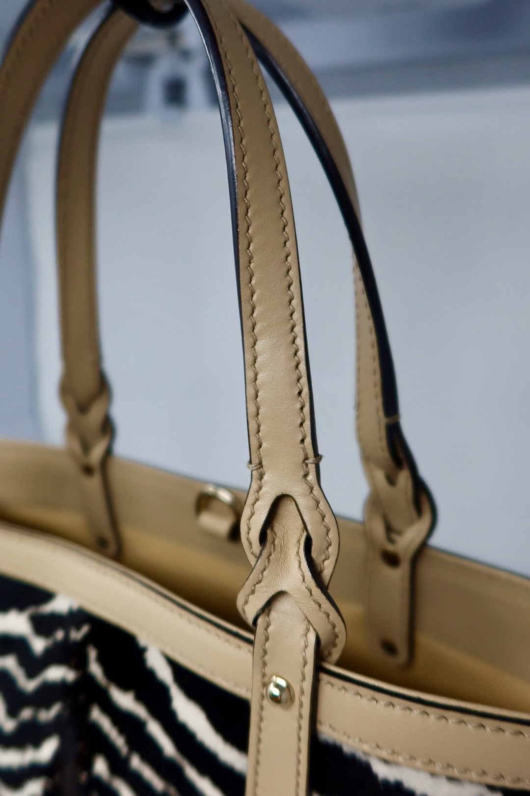 Gucci Calf Leather Tote Bag Zebra Pattern