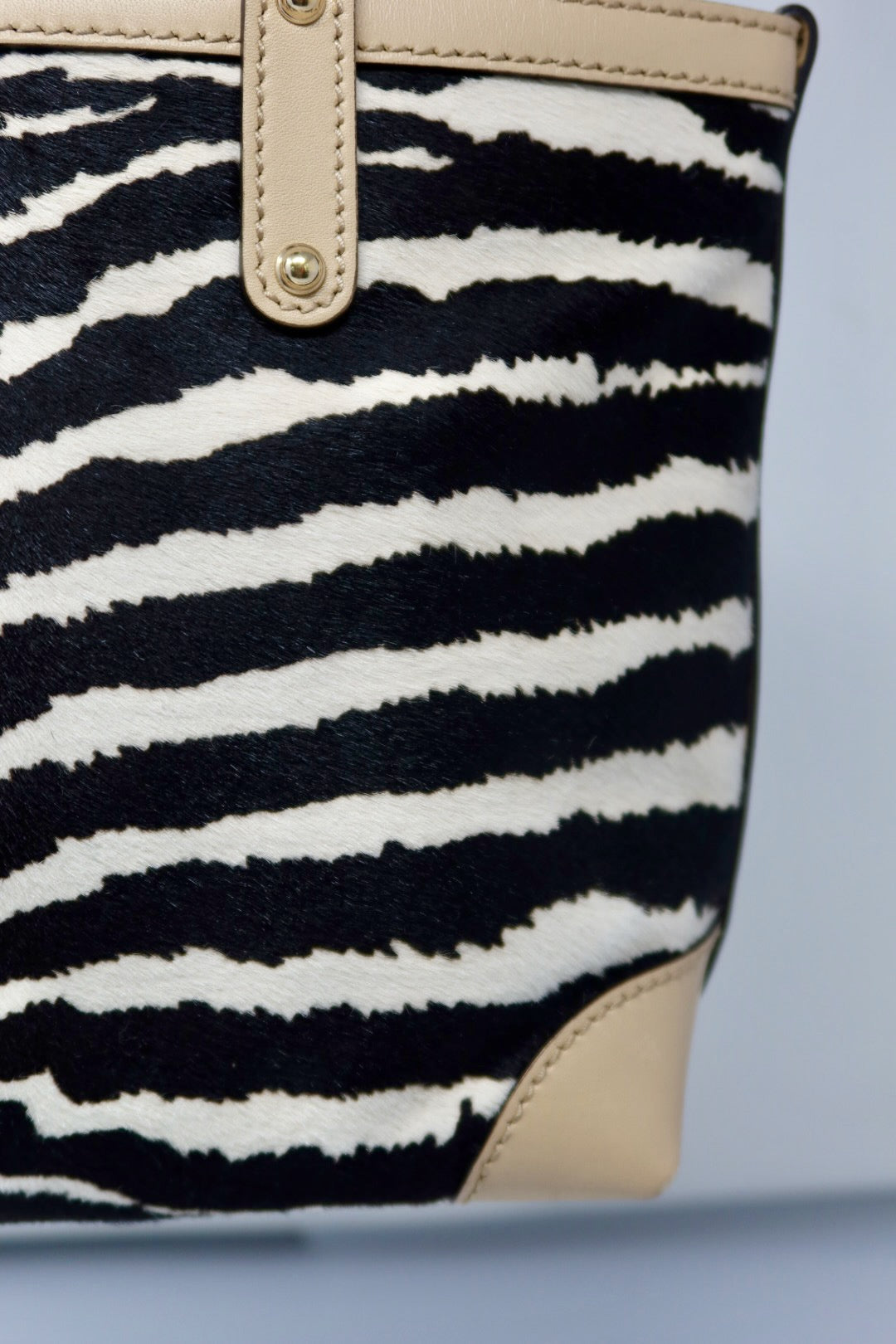 Gucci Calf Leather Tote Bag Zebra Pattern