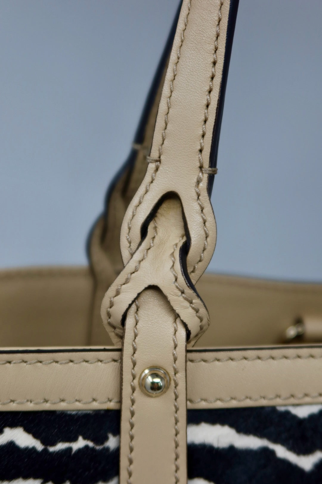 Gucci Calf Leather Tote Bag Zebra Pattern