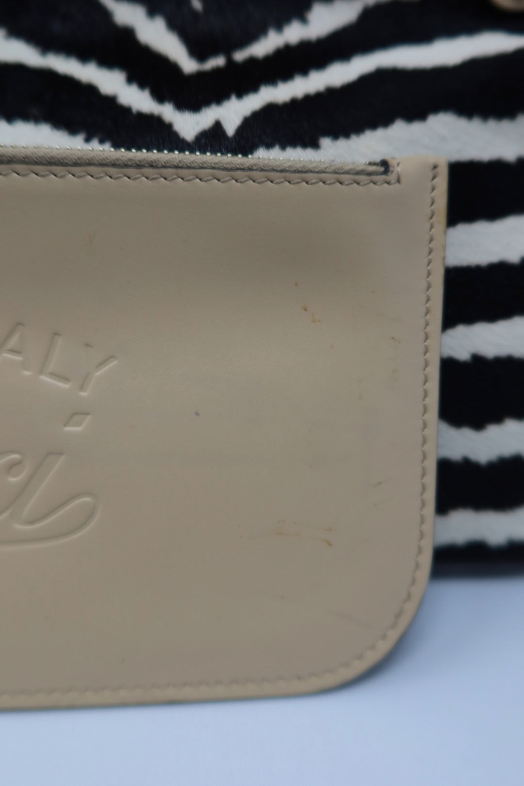 Gucci Calf Leather Tote Bag Zebra Pattern