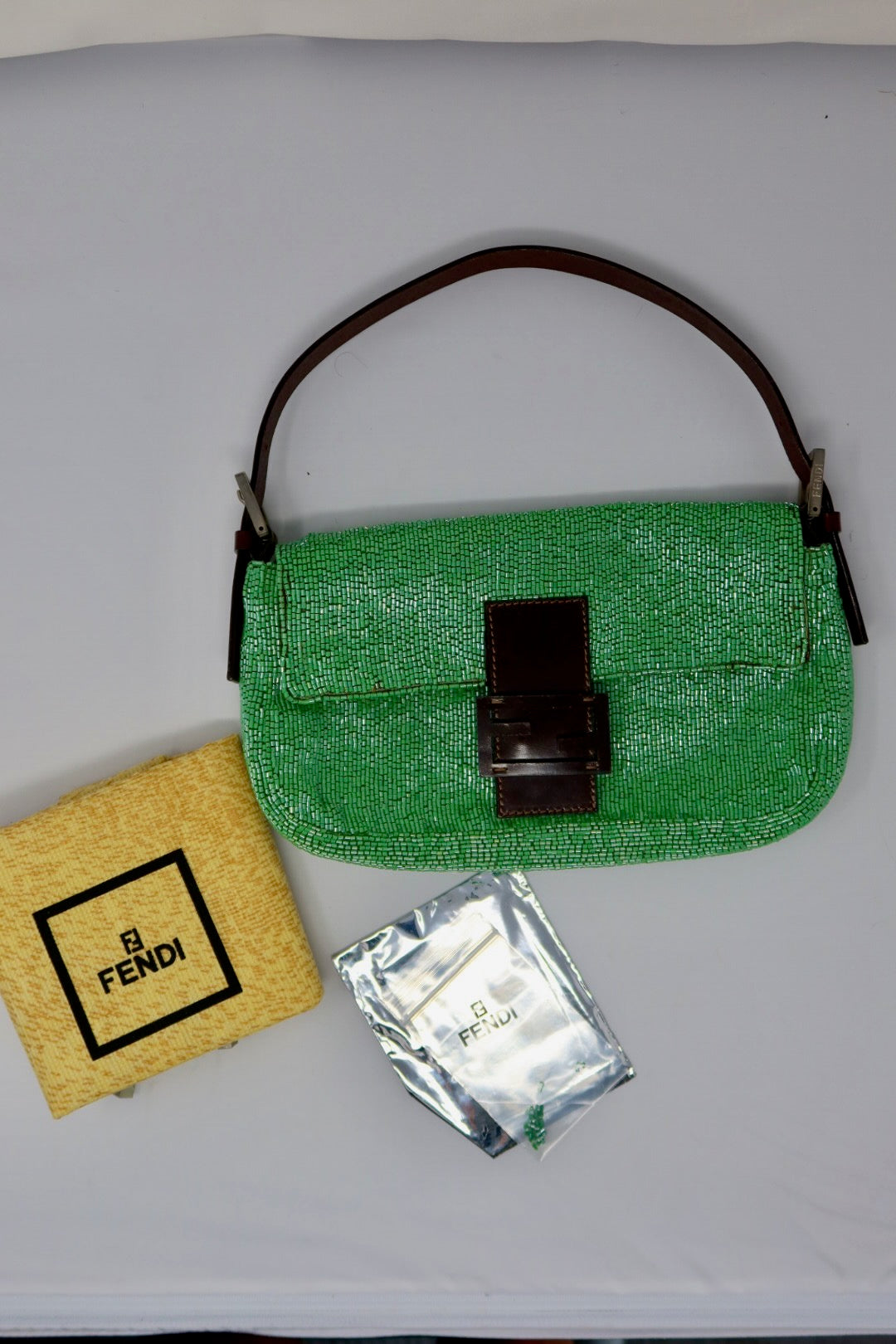 Fendi Beaded Baguette Green (comes with original duster and extra beads)