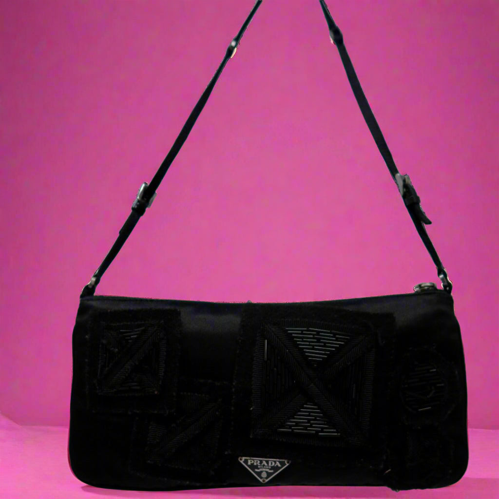 Prada Black pochette with outside stitching