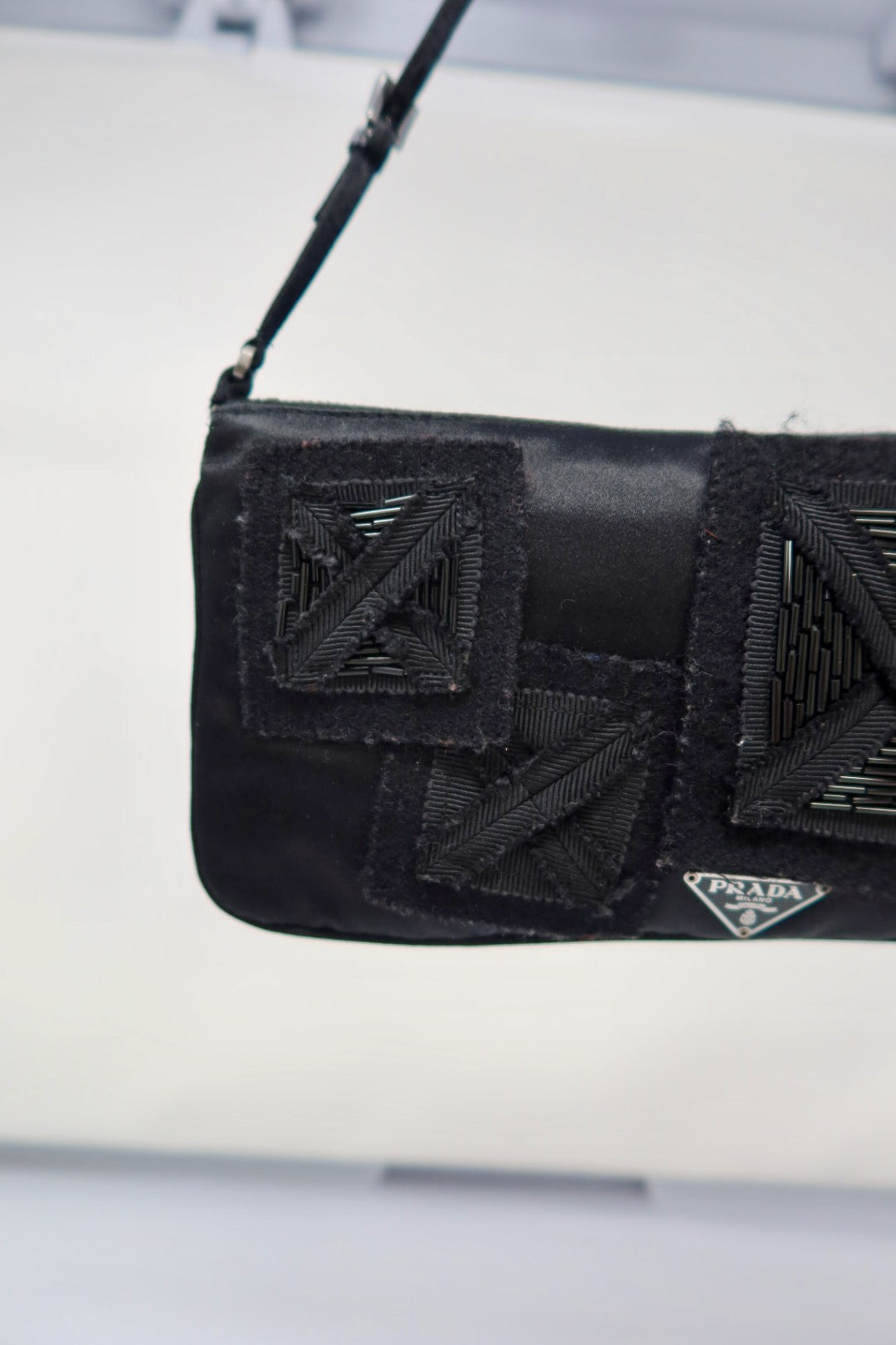 Prada Black pochette with outside stitching