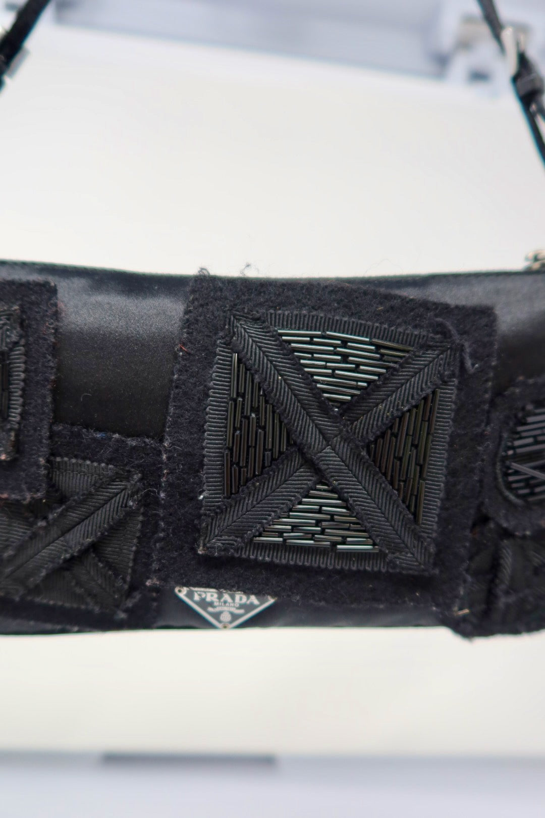 Prada Black pochette with outside stitching