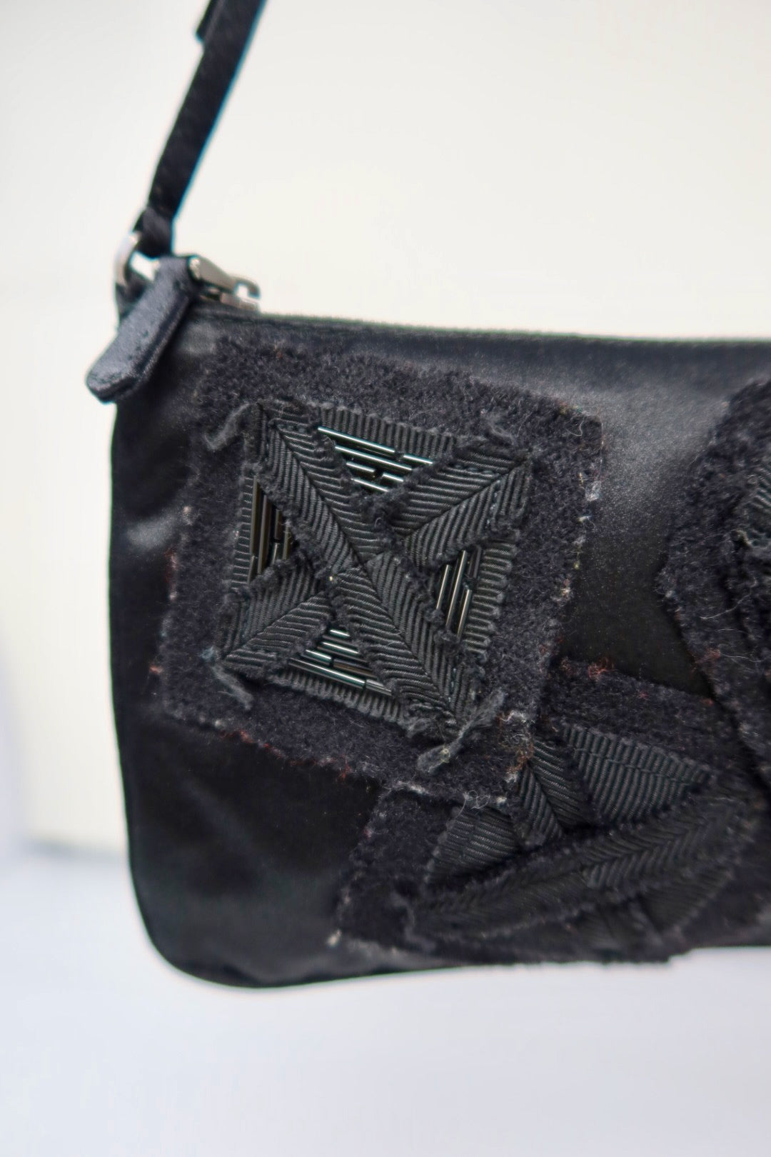Prada Black pochette with outside stitching