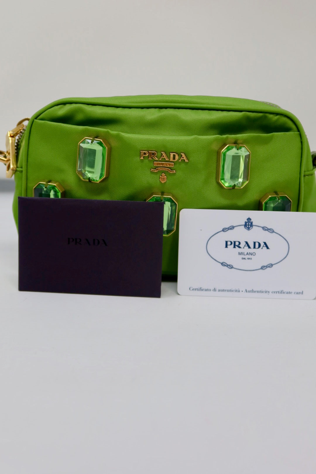 Prada Tessuto Pietre Green Crossbody (comes with strap)