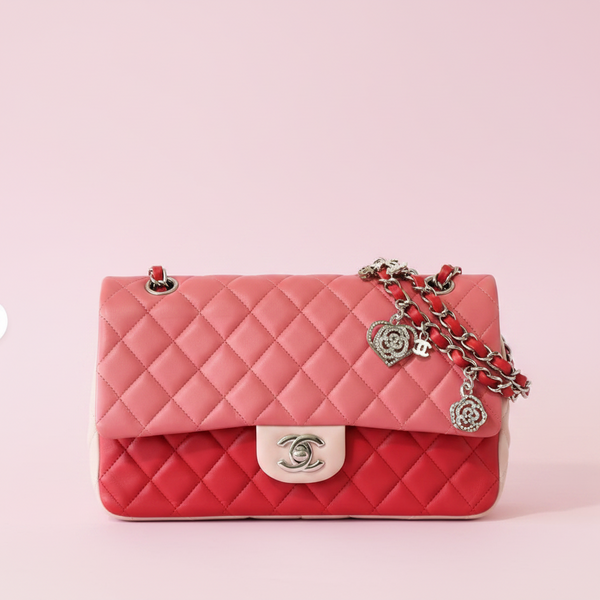 Chanel Pink Colorblock Matelassé Quilted Lambskin Chain Shoulder Bag
