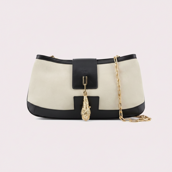 Gucci Tiger Head Suede Shoulder Bag
