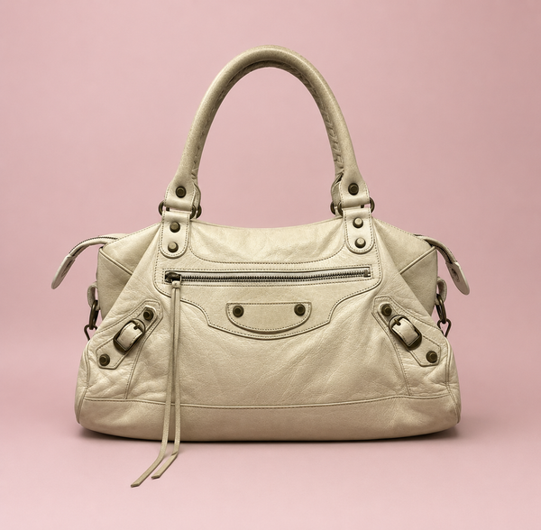 Balenciaga Cream Moto Bag 2-Way Shoulder & Top Handle