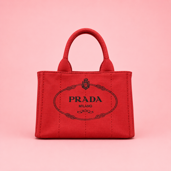 Prada Canapa Convertible Red Tote Canvas Medium