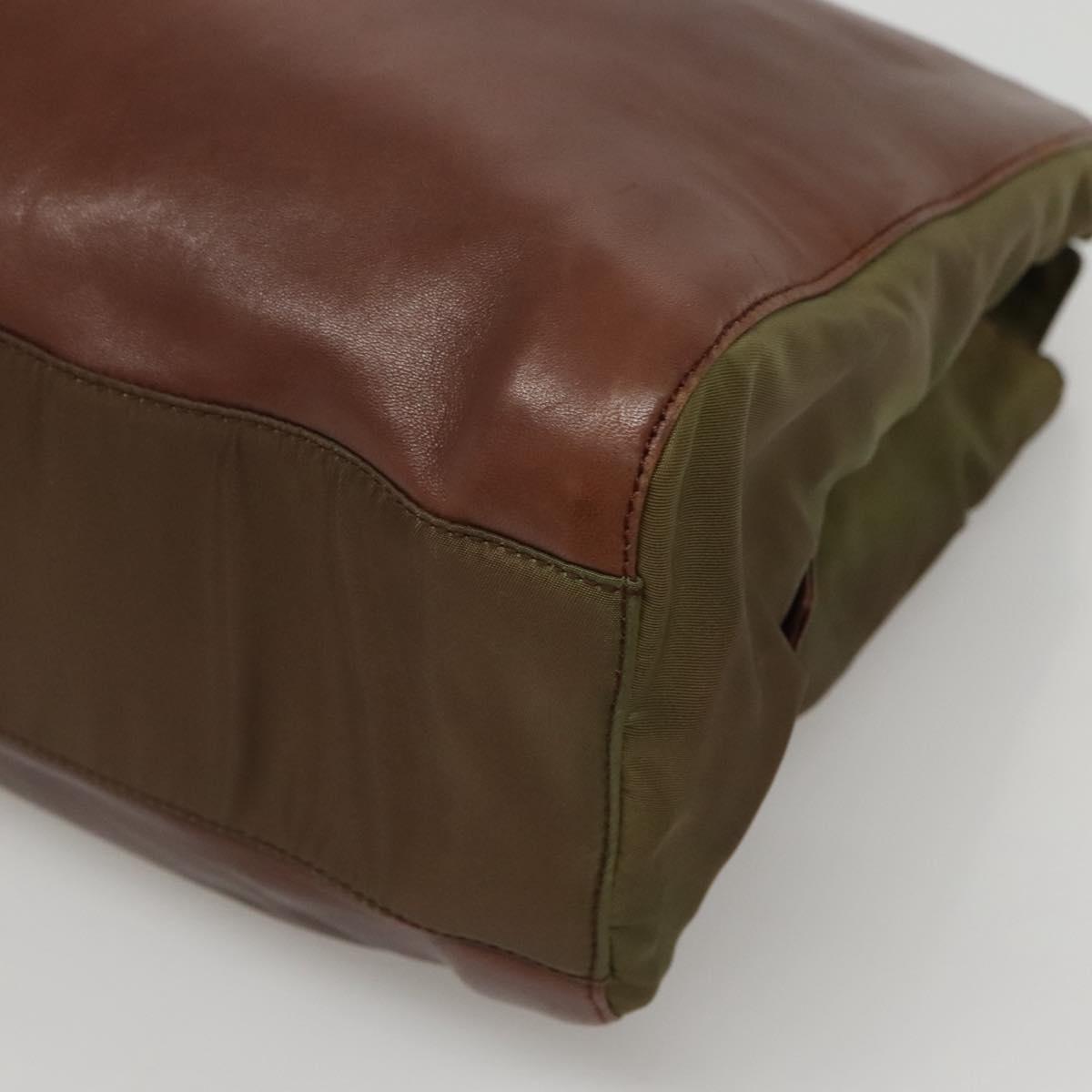 PRADA Chain Shoulder Bag Leather Brown