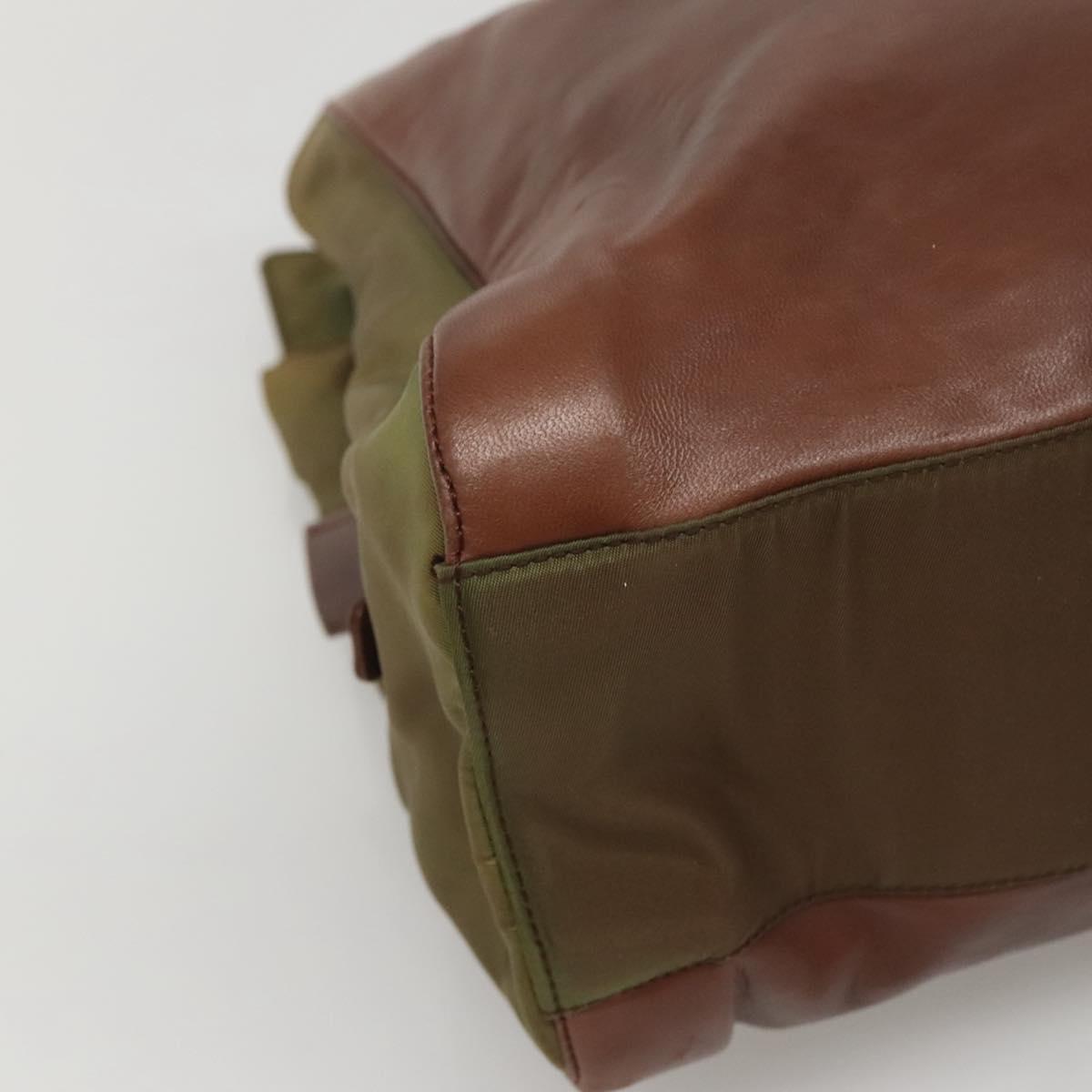 PRADA Chain Shoulder Bag Leather Brown