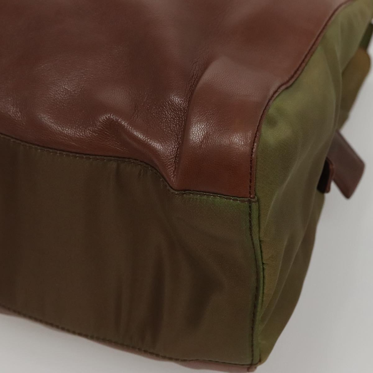 PRADA Chain Shoulder Bag Leather Brown