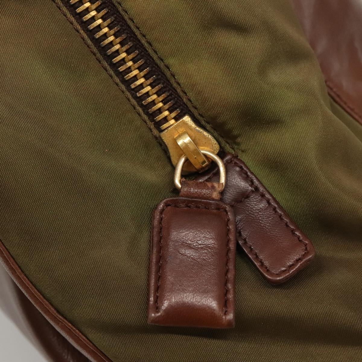 PRADA Chain Shoulder Bag Leather Brown