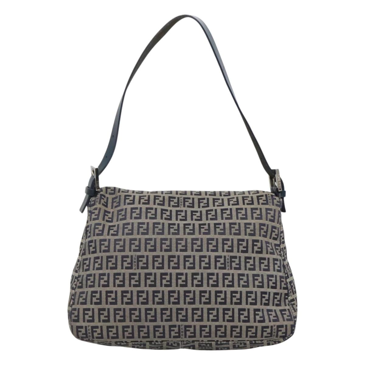 Fendi Zucchino Canvas Mamma Baguette Shoulder Bag Navy
