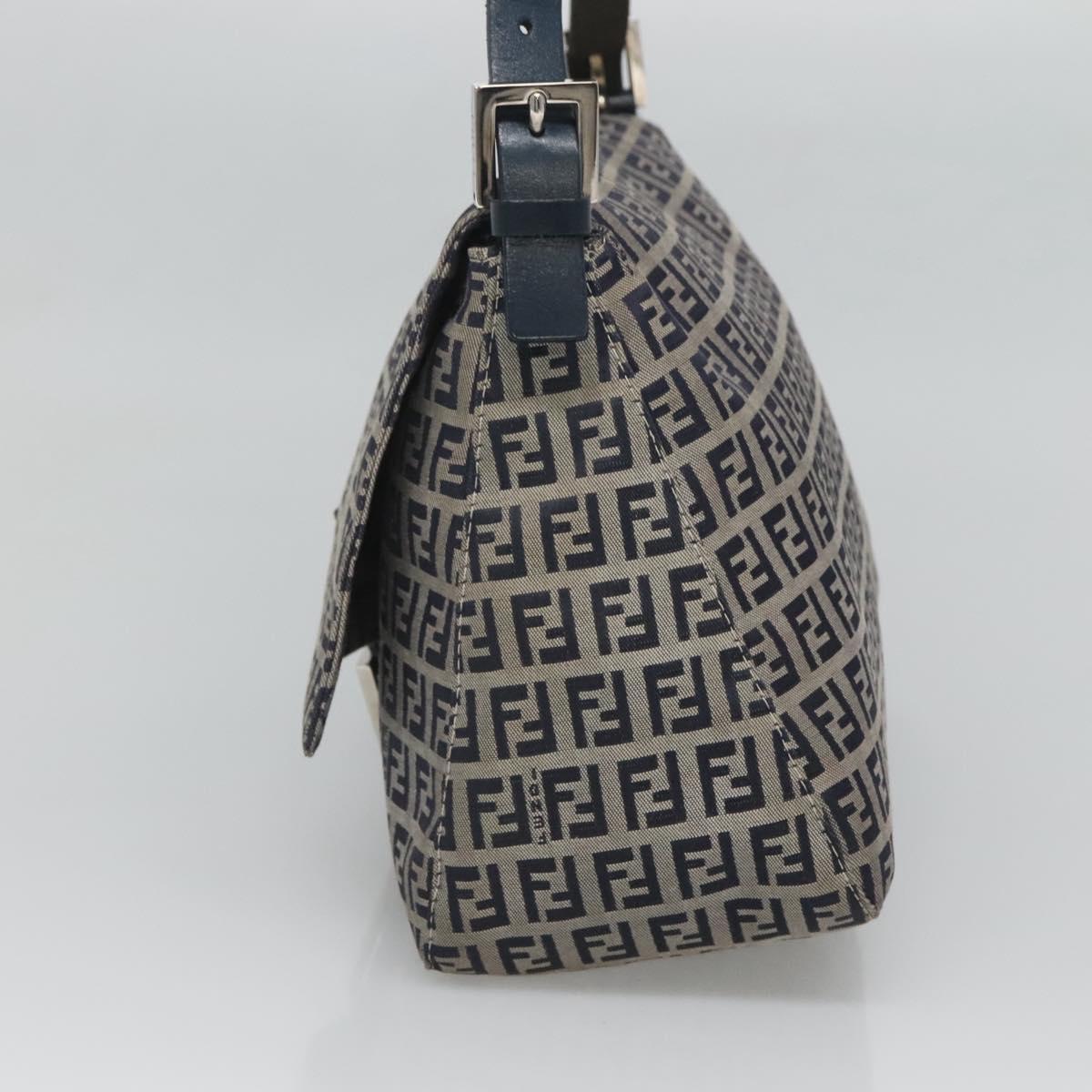 Fendi Zucchino Canvas Mamma Baguette Shoulder Bag Navy