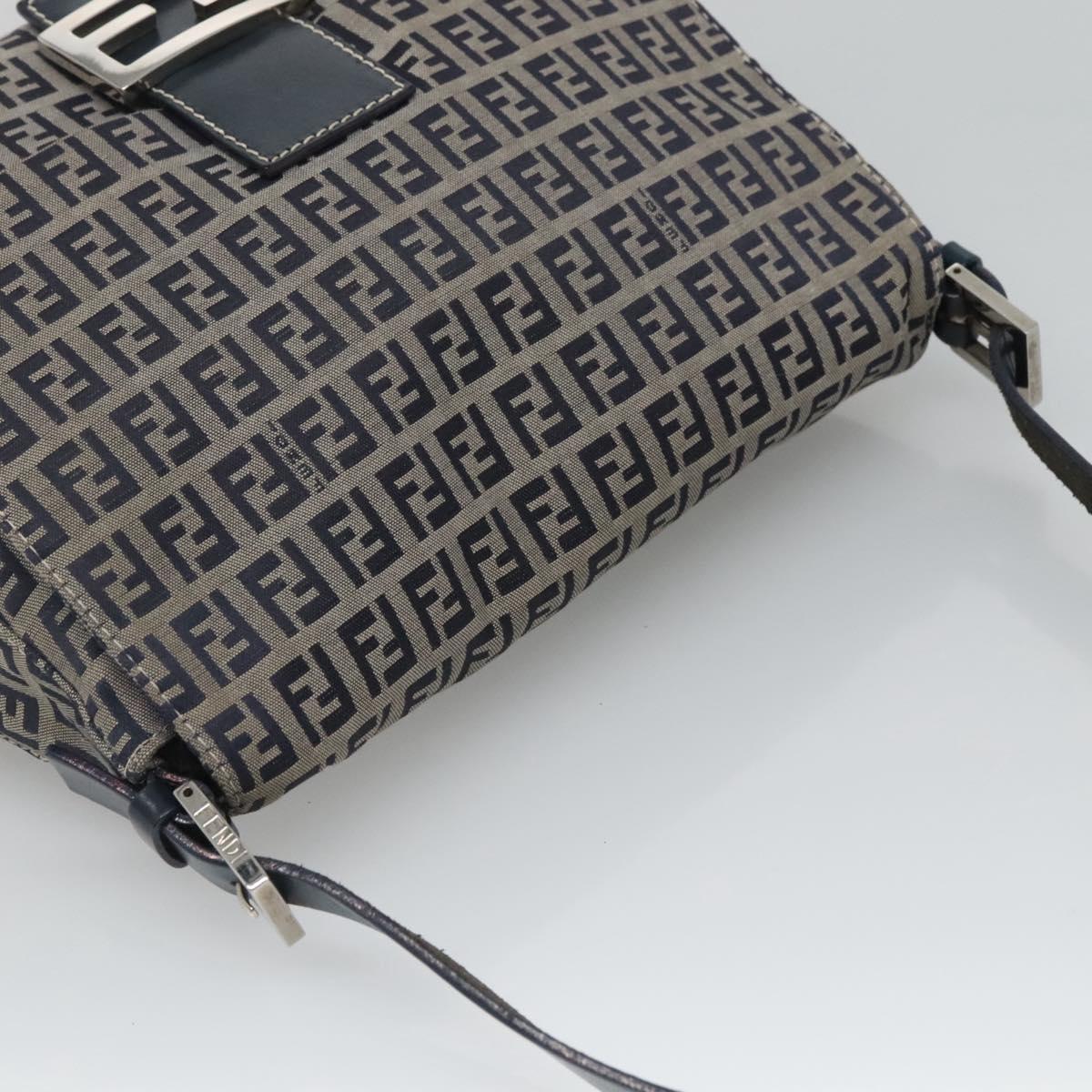 Fendi Zucchino Canvas Mamma Baguette Shoulder Bag Navy
