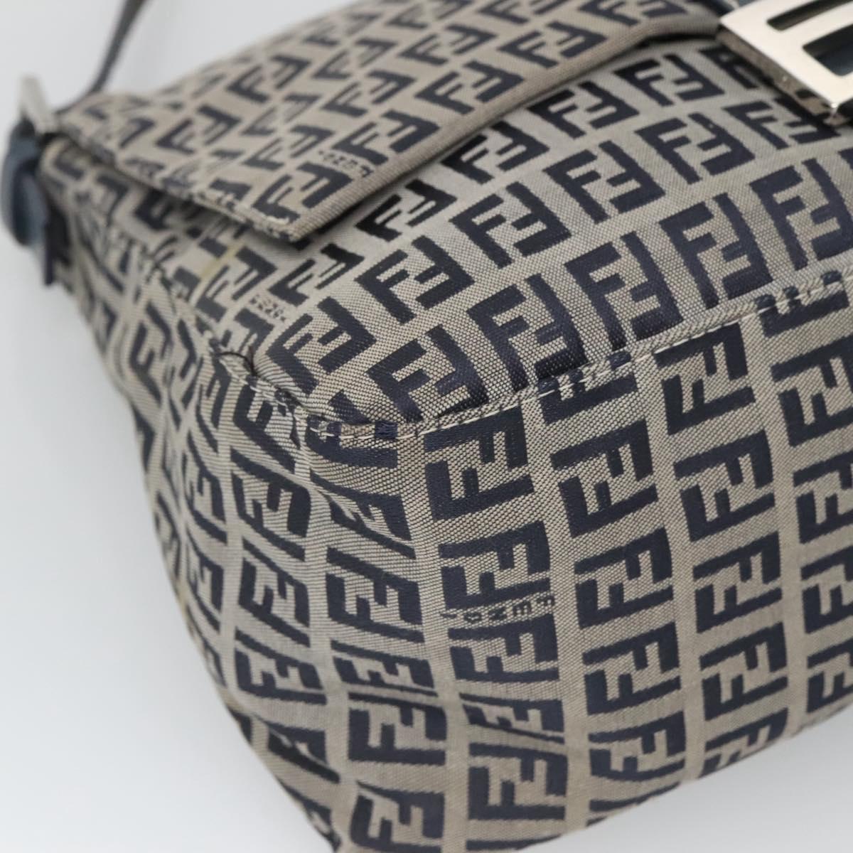 Fendi Zucchino Canvas Mamma Baguette Shoulder Bag Navy