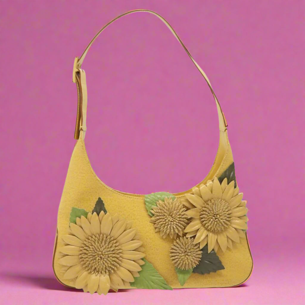 Salvatore Ferragamo Shoulder Bag Canvas Yellow