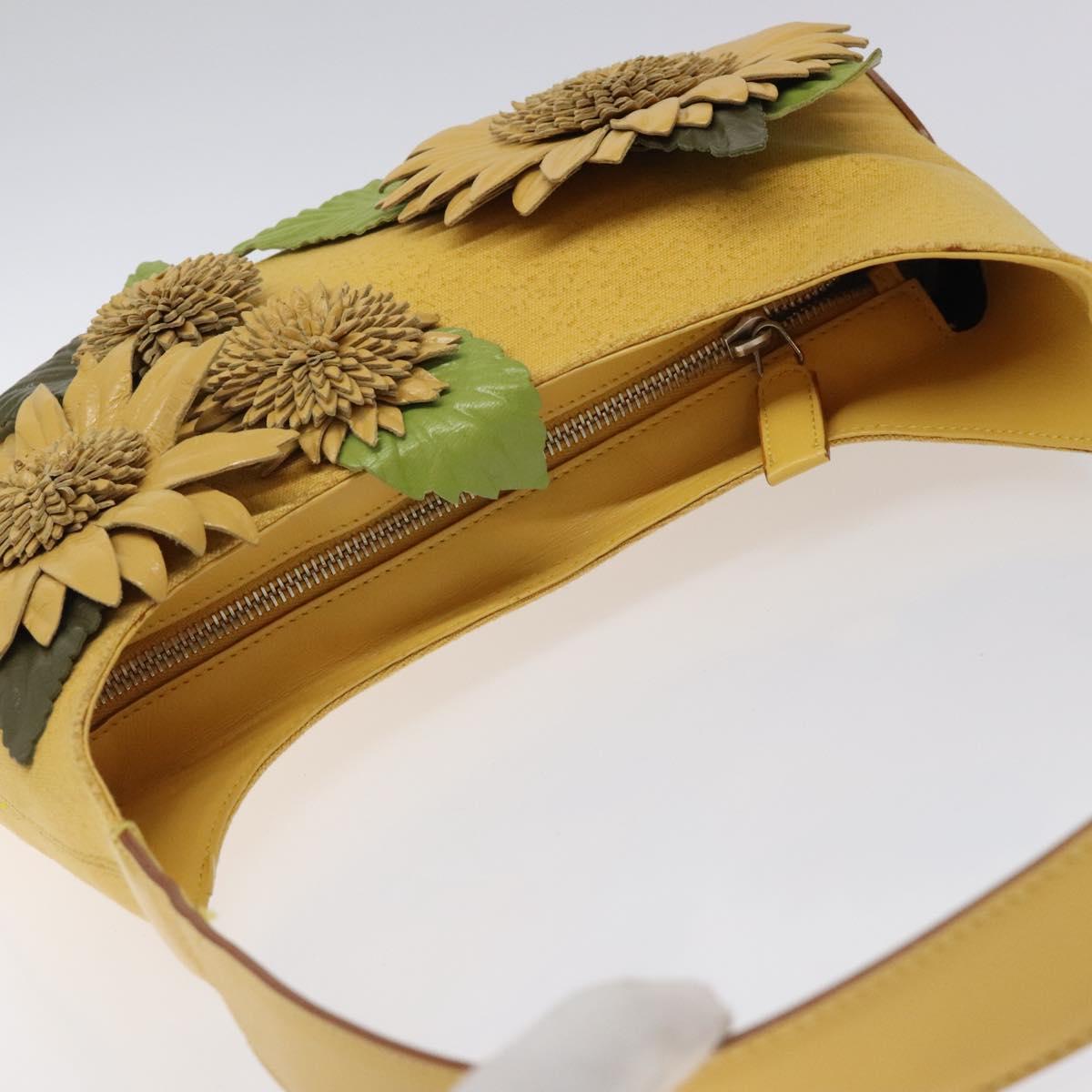 Salvatore Ferragamo Shoulder Bag Canvas Yellow