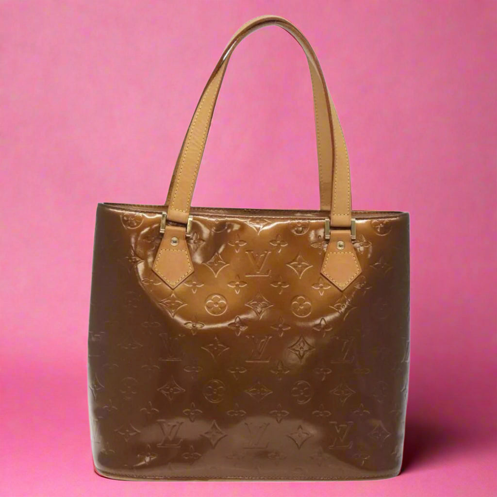 Louis Vuitton Monogram Vernis Houston Hand Bag Bronze