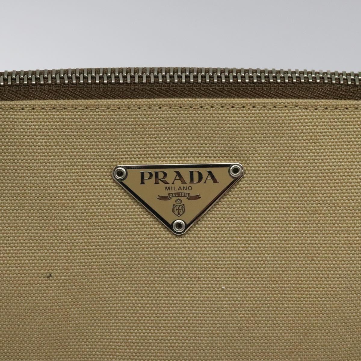 Prada Shoulder Bag Canvas Beige Green