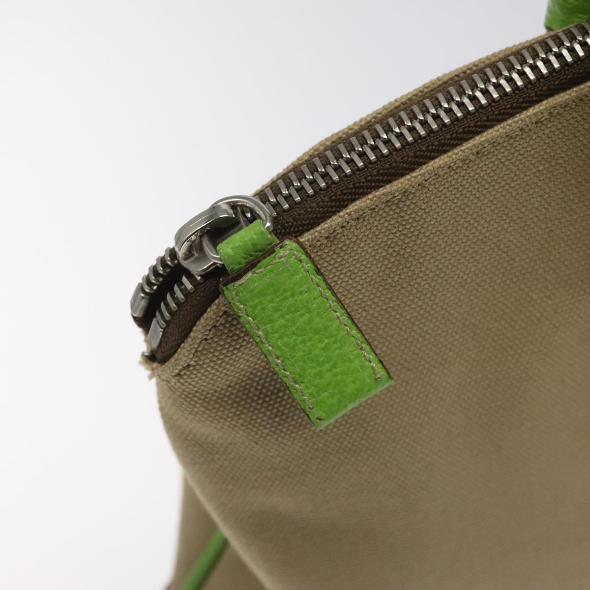 Prada Shoulder Bag Canvas Beige Green