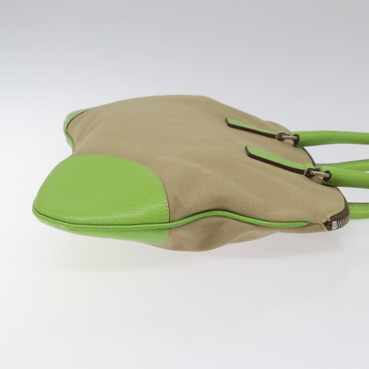 Prada Shoulder Bag Canvas Beige Green
