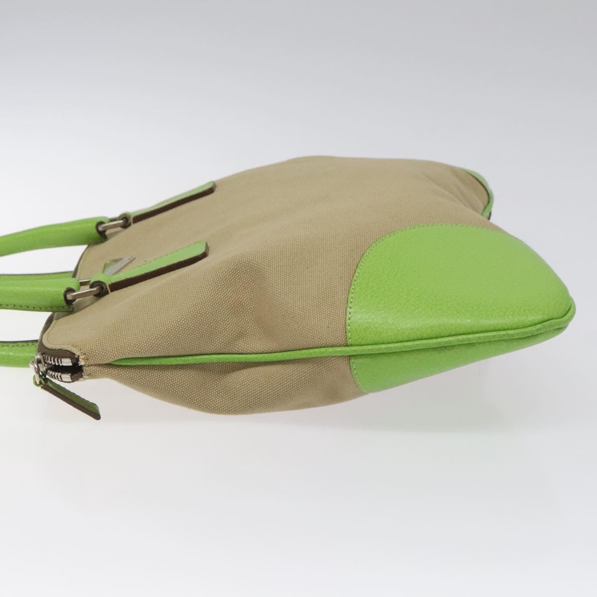 Prada Shoulder Bag Canvas Beige Green