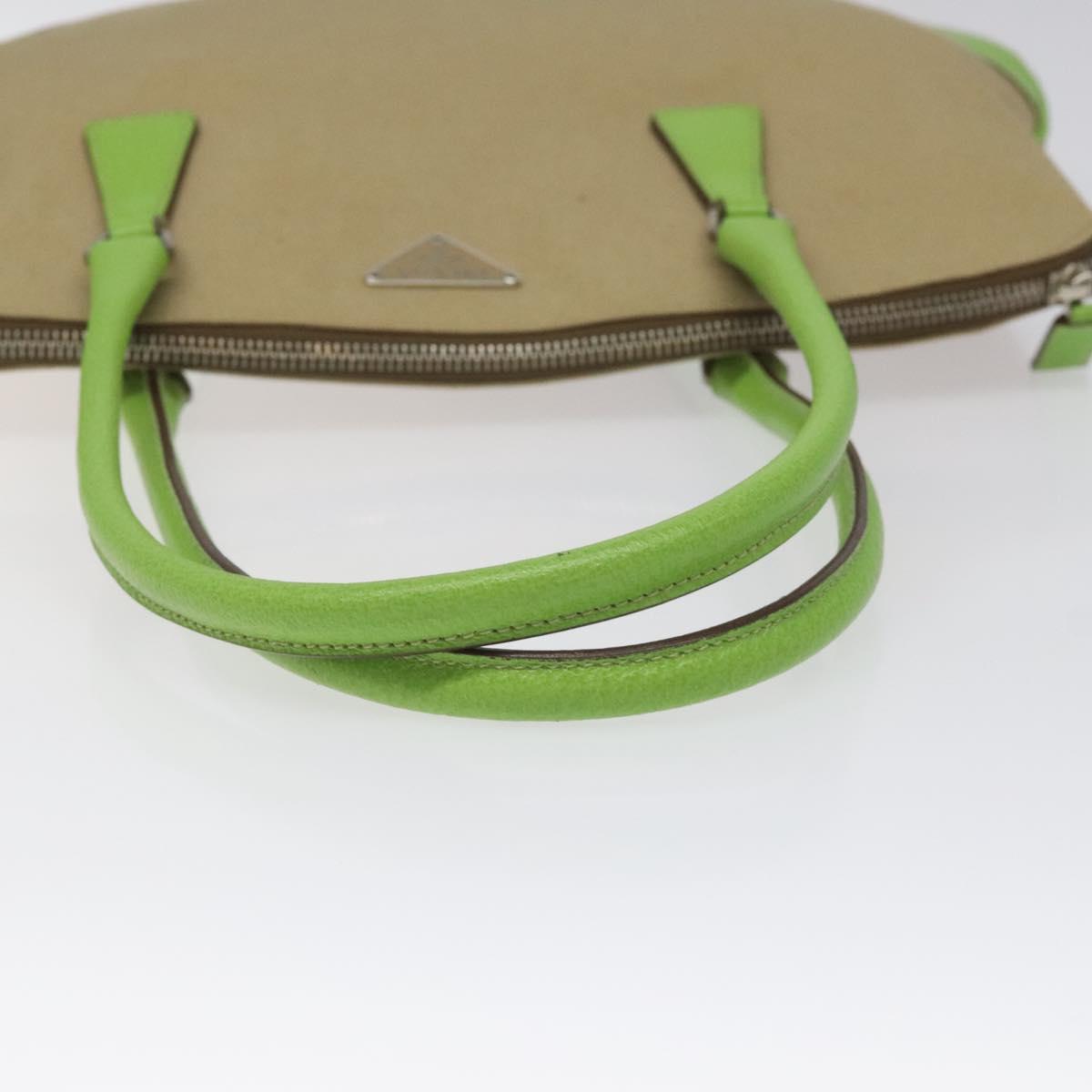 Prada Shoulder Bag Canvas Beige Green