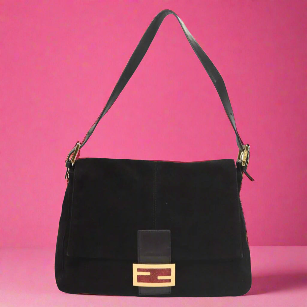 Fendi Mamma Baguette Shoulder Bag Suede