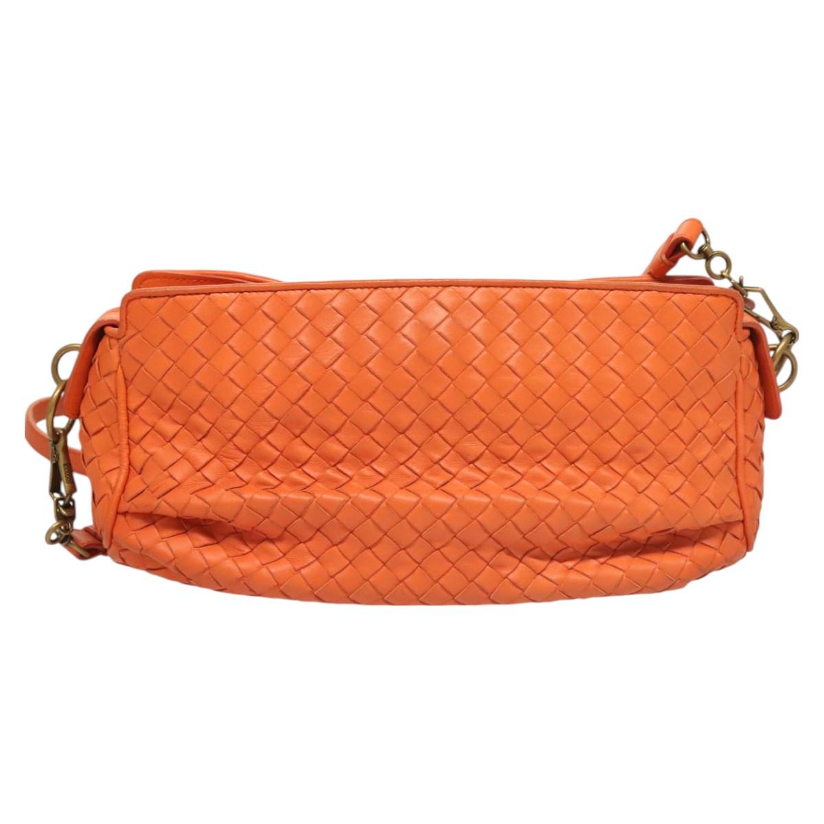 Bottega Veneta Intrecciato Shoulder Bag Leather Orange