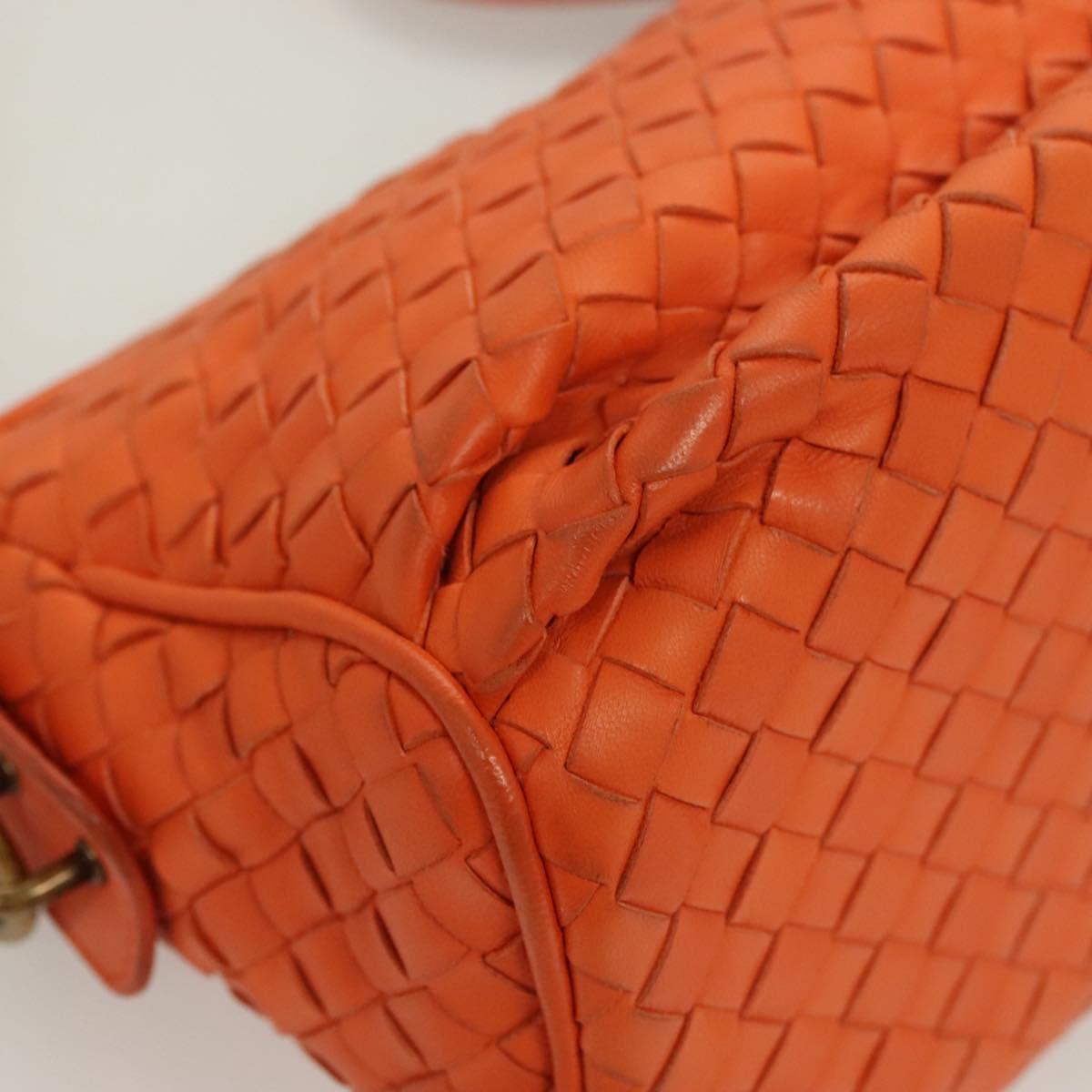 Bottega Veneta Intrecciato Shoulder Bag Leather Orange